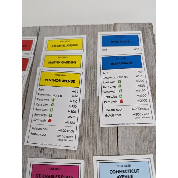 Vintage 2016 Monopoly Edition Game Replacement Property Cards - Picture 2 of 7